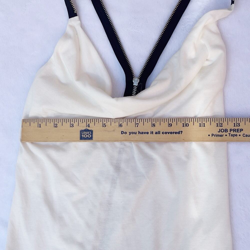 Miley Cyrus & Max Azria Cream Cowl Neck Zip Strap Tank Top Size S Y2K - Picture 4 of 10